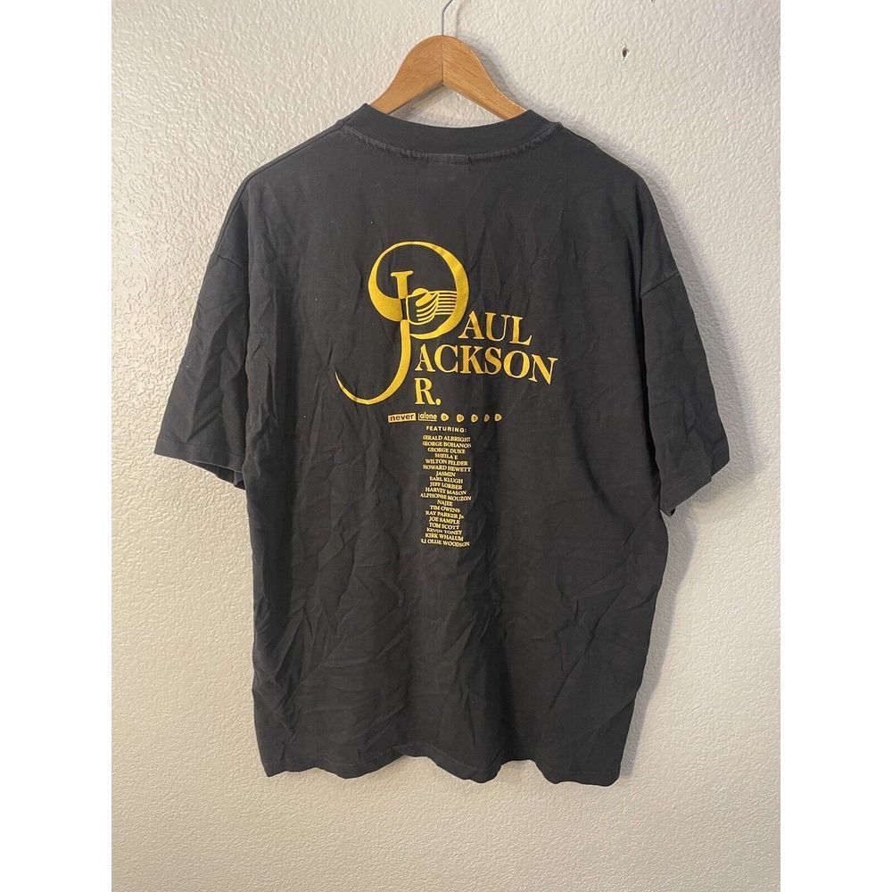 VTG Hanes Paul Jackson Jr Duets Black Short Sleeve Shirt Never Alone Mens XL‎